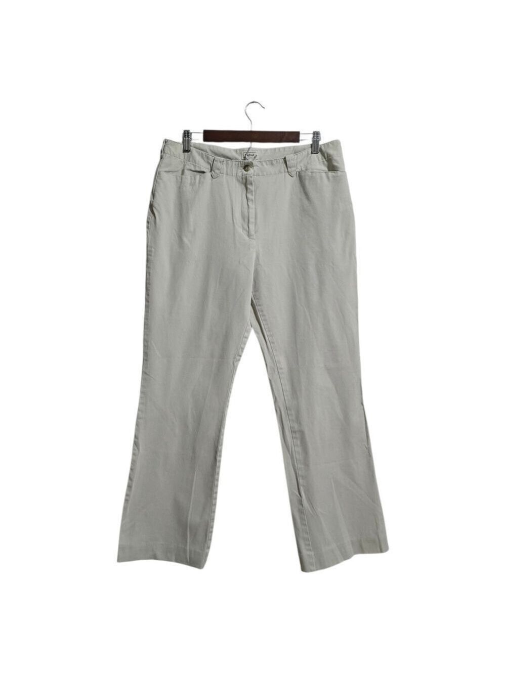 L.L. Bean High Rise Straight Leg Ankle Pants In Khaki Sz 16R